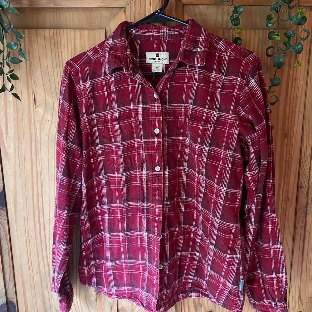 Woolrich Burgundy Plaid Flannel Shirt